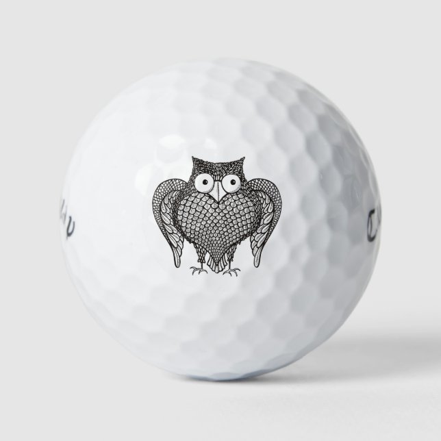 Owl Sketch Cartoon Golfball (Vorderseite)