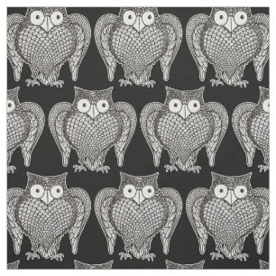 Owl Sketch Cartoon Muster Stoff