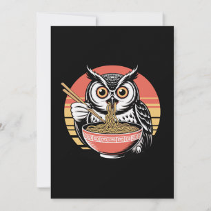 Owl Slurping Ramen Japanisch Ukiyo-e Vintag Style Einladung