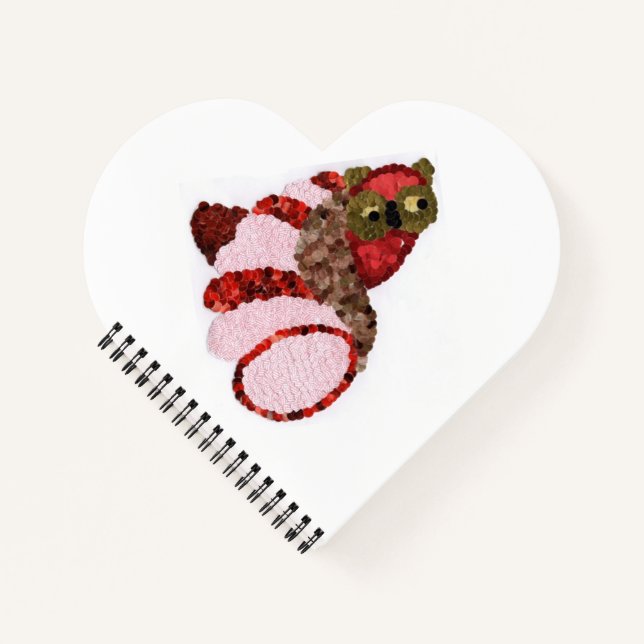 Owl Spiral Bound Heart Notebook Notizbuch (Vorderseite)