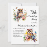 Owl Spring Blumen Schmetterlinge 70. Geburtstag