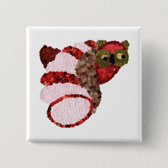 Owl Square Abzeichen Button (Vorderseite)