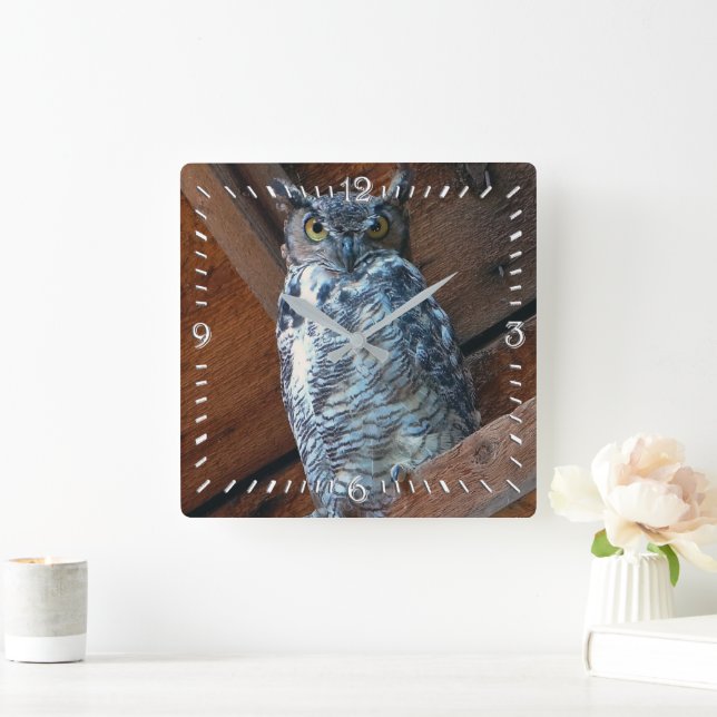 Owl Square Clock Quadratische Wanduhr (Zuhause)