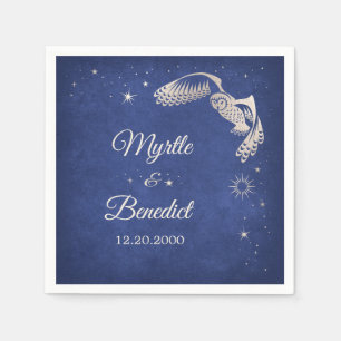 Owl Stars Wizard Blue Magic Wedding Napkins Serviette
