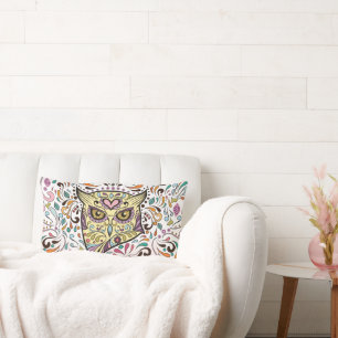 Owl Sugar Skull und Pink Lila Blue Mint Pillow Lendenkissen
