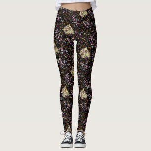 Owl Sugar Skull und Pink Lila Blue Minze Leggings