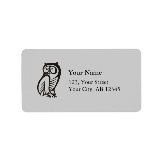 Owl-Symbol Schwarz Adressaufkleber (Vorne)