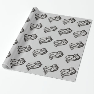 Owl-Symbol Schwarz Geschenkpapier