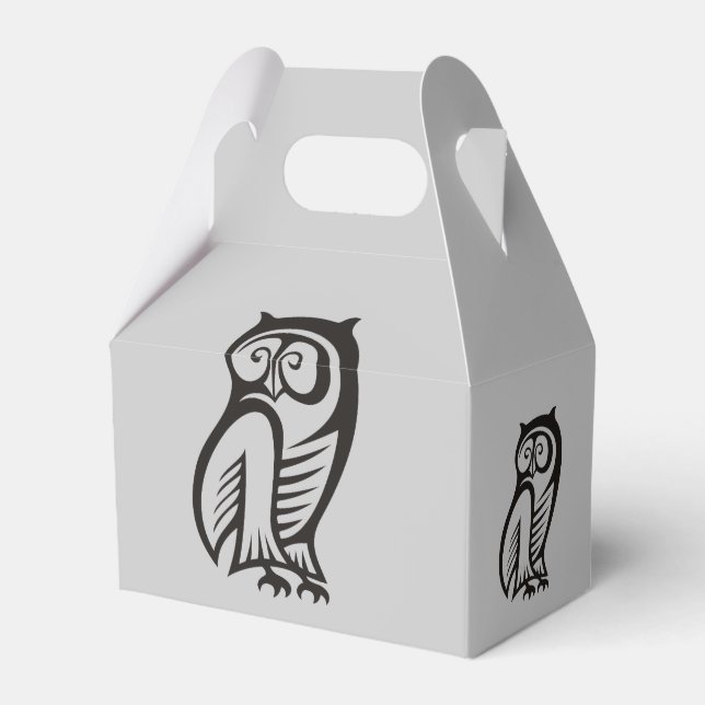 Owl-Symbol Schwarz Geschenkschachtel (Vorderseite)