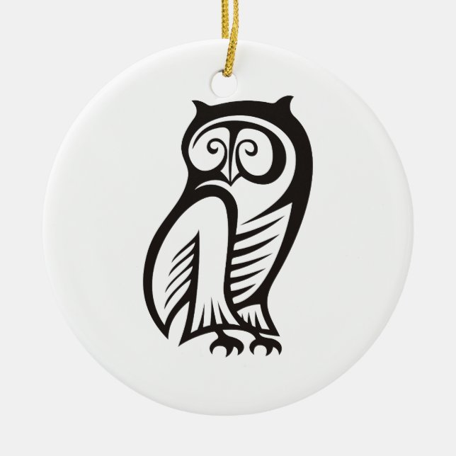 Owl-Symbol Schwarz Keramikornament (Vorne)