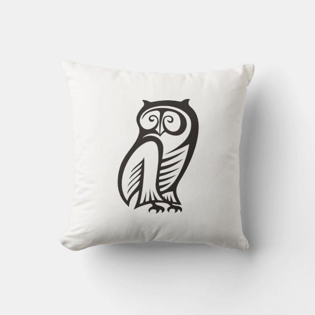 Owl-Symbol Schwarz Kissen (Vorderseite)