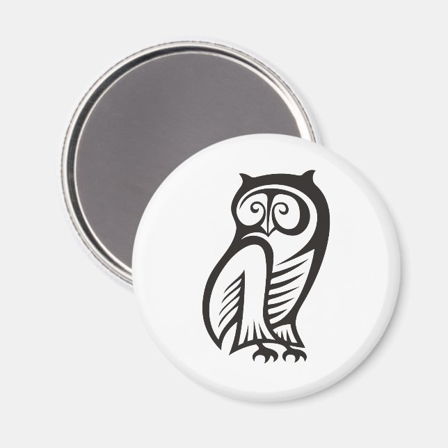 Owl-Symbol Schwarz Magnet (Vorderseite/Rückseite)