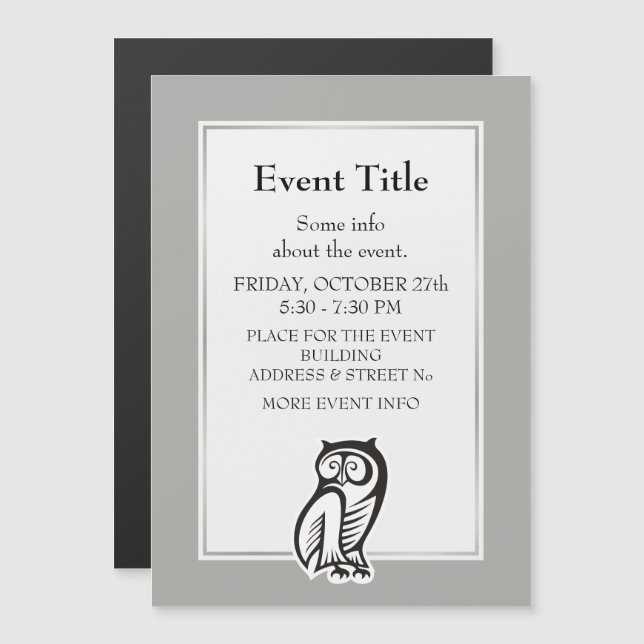 Owl-Symbol Schwarz Magnetkarte (Vorne/Hinten)