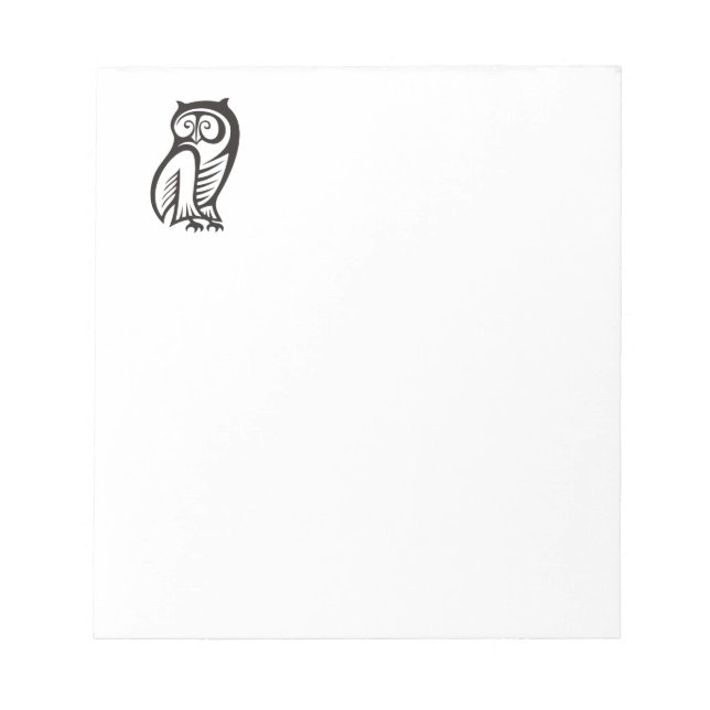 Owl-Symbol Schwarz Notizblock (Vorderseite)