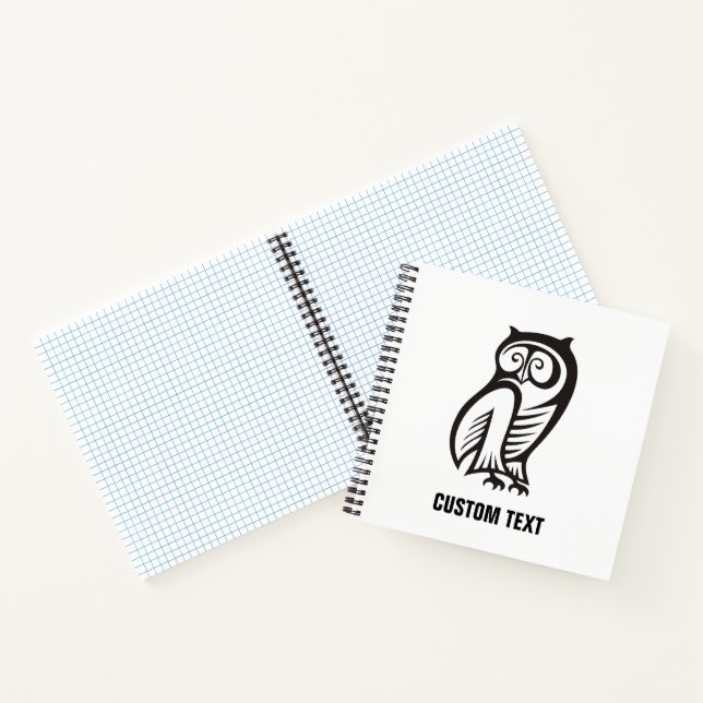 Owl-Symbol Schwarz Notizbuch (Innenseite)
