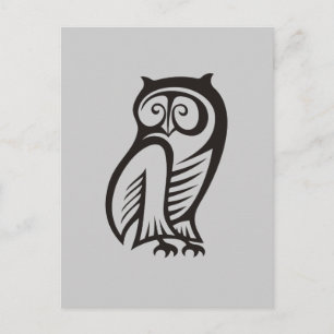 Owl-Symbol Schwarz Postkarte