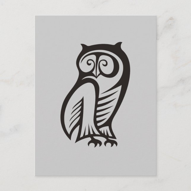 Owl-Symbol Schwarz Postkarte (Vorderseite)