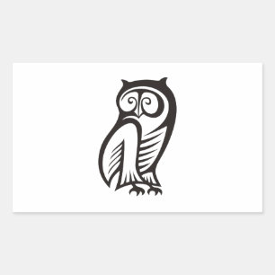 Owl-Symbol Schwarz Rechteckiger Aufkleber