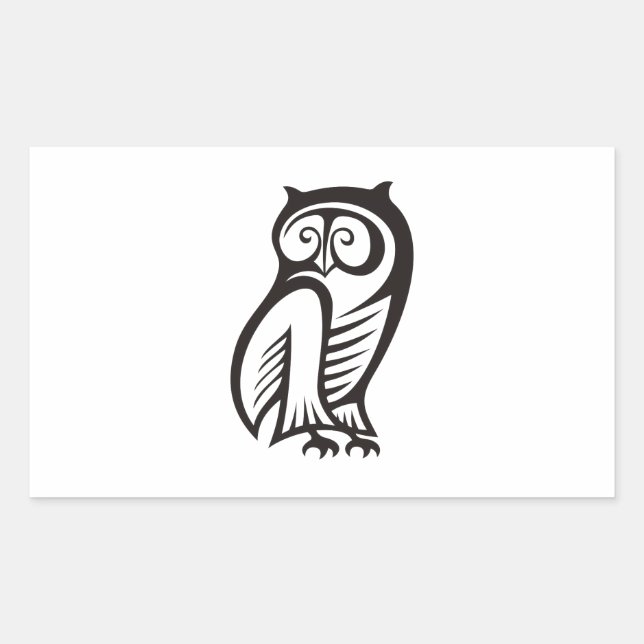 Owl-Symbol Schwarz Rechteckiger Aufkleber (Vorderseite)