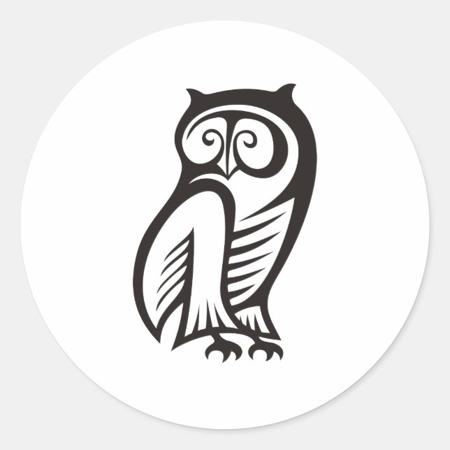 Owl-Symbol Schwarz Runder Aufkleber (Vorderseite)