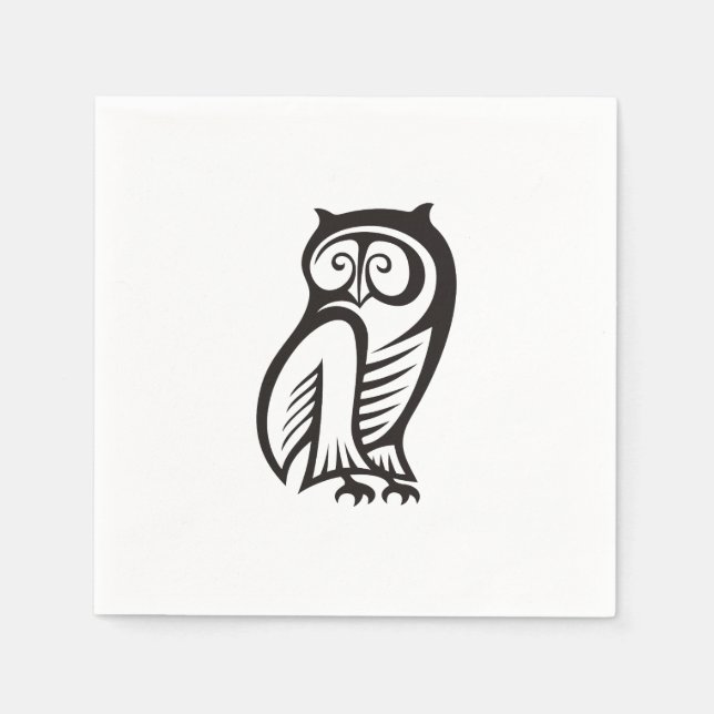 Owl-Symbol Schwarz Serviette (Vorderseite)