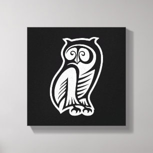 Owl Symbol Weiß Leinwanddruck