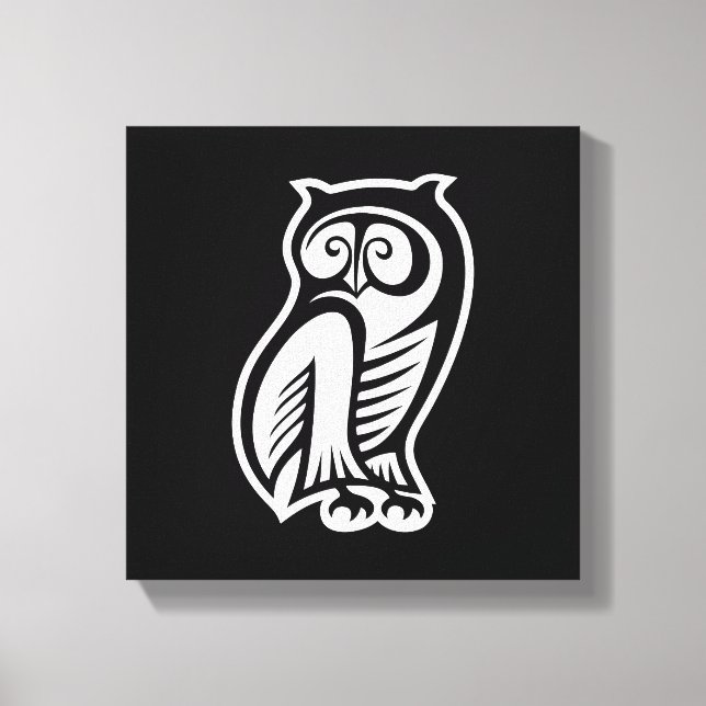 Owl Symbol Weiß Leinwanddruck (Vorderseite)