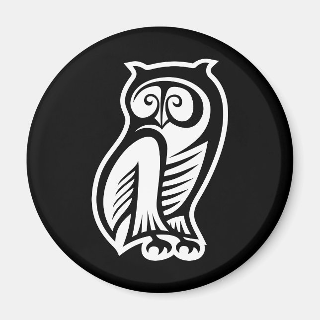 Owl Symbol Weiß Magnet (Vorne)