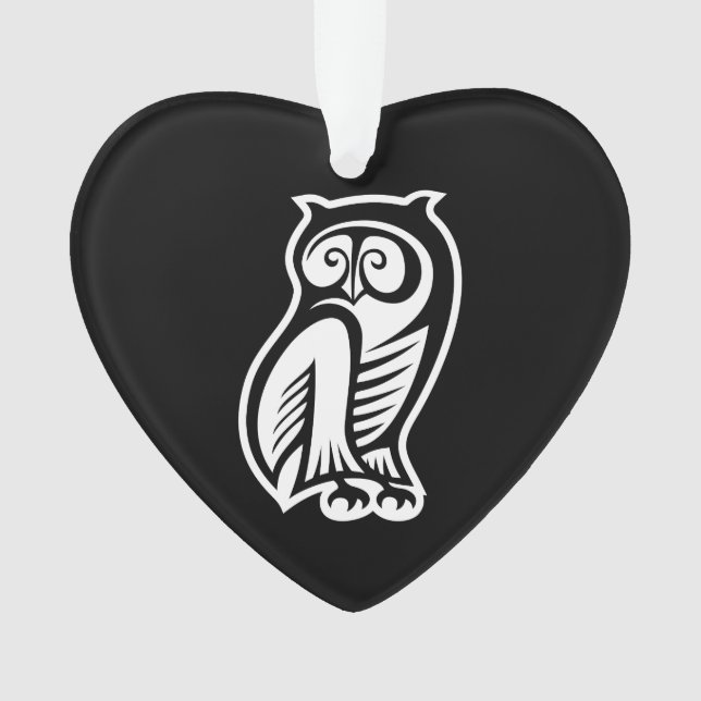 Owl Symbol Weiß Ornament (Vorderseite)