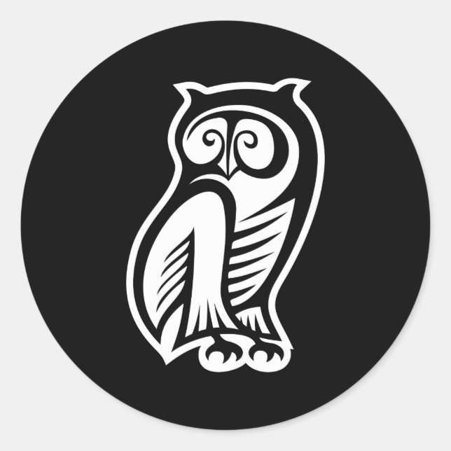 Owl Symbol Weiß Runder Aufkleber (Vorderseite)