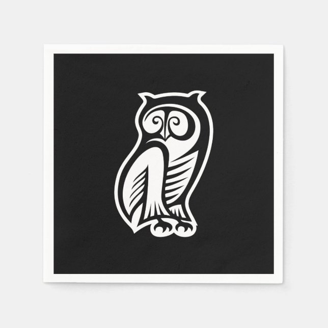 Owl Symbol Weiß Serviette (Vorderseite)