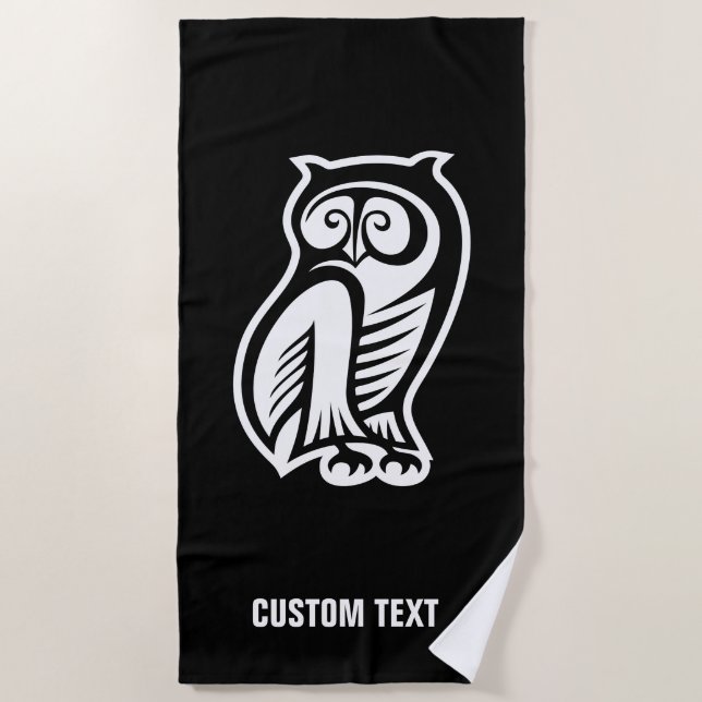 Owl Symbol Weiß Strandtuch (Vorderseite)