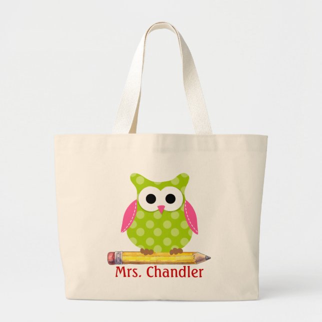 Owl Teacher Tote Bag Jumbo Stoffbeutel (Vorne)