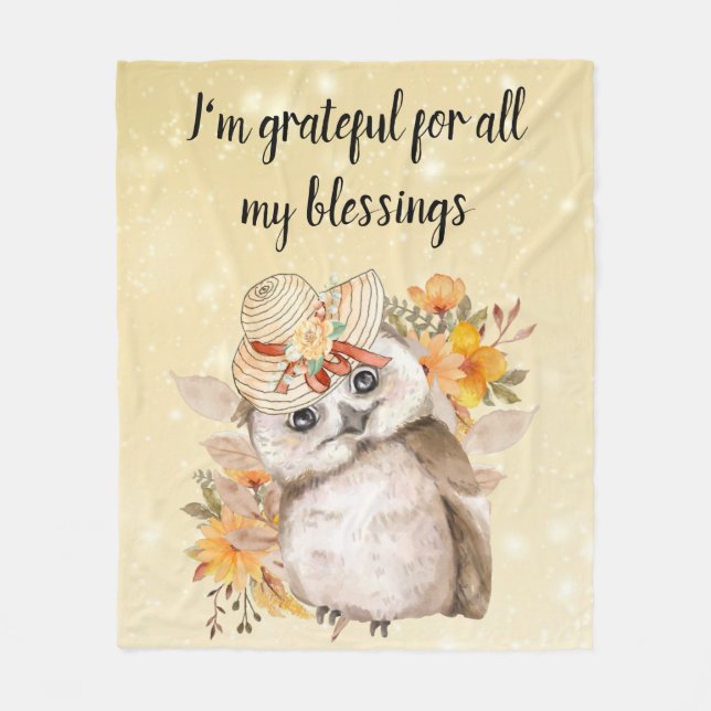 owl Thanksgiving Decor Fall Farmhouse  Fleecedecke (Vorderseite)