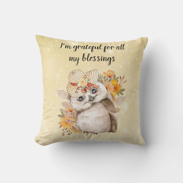 owl Thanksgiving Decor Fall Farmhouse  Kissen (Vorderseite)