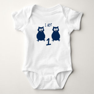 Owl Thema Geburtstag Ich bin eins Baby Strampler