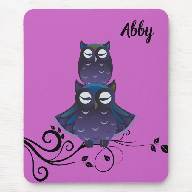 Owl Themed Personalisiert Mousepad (Vorne)
