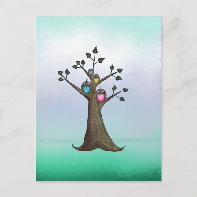 Owl Tree Art Postcard Postkarte (Vorderseite)