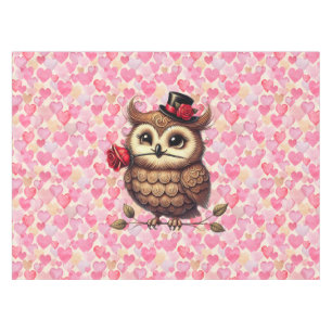 Owl überziehen mit bunten Herzen Valentinstag Tischdecke
