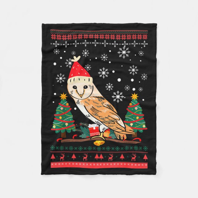 Owl Ugly Christmas Christmas Winter  Fleecedecke (Vorderseite)