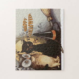 Owl und Cat Halloween Puzzle