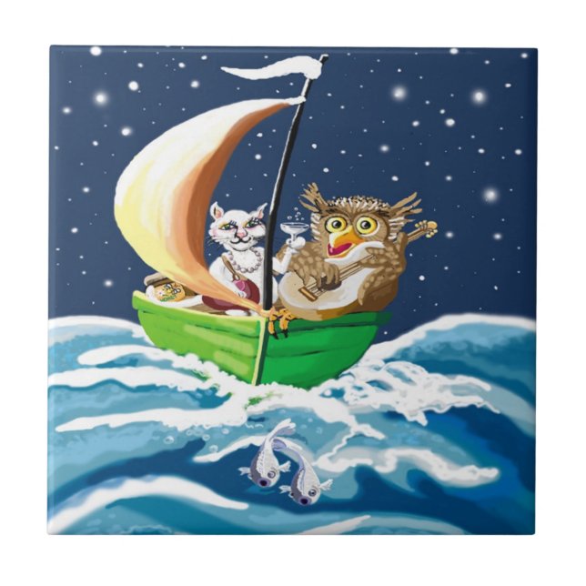 Owl und der Pussycat Edward Lear Fliese (Vorderseite)