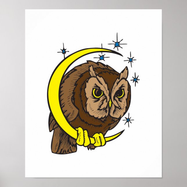 Owl und Moon Tattoo Design Poster (Vorne)