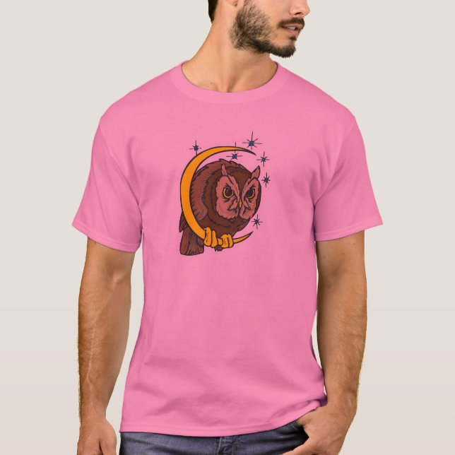 Owl und Moon Tattoo Design T-Shirt (Vorderseite)