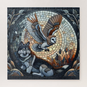 Owl und Wolf Mosaic Ai Art Puzzle