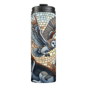 Owl und Wolf Mosaik Naturei Kunst Thermosbecher