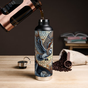 Owl und Wolf Mosaik Naturei Kunst Trinkflasche