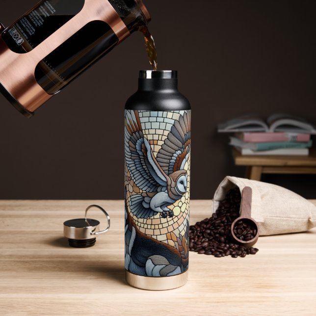 Owl und Wolf Mosaik Naturei Kunst Trinkflasche (Kaffee)