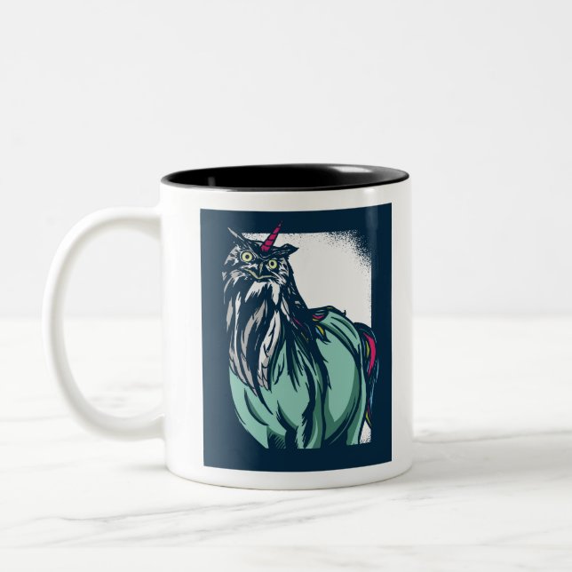 Owl Unicorn Zweifarbige Tasse (Links)