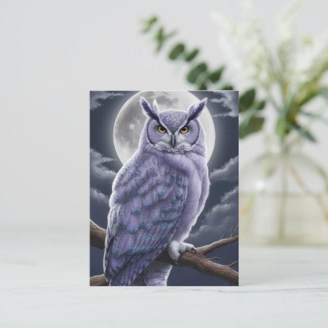 Owl unter Mondlicht Postkarte (Stehend Vorderseite)